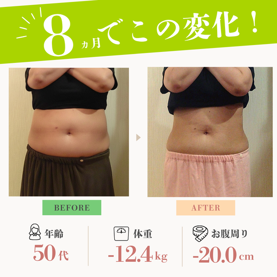＜50代女性＞ボテッと全体的に丸みのあるお腹がこの変化！